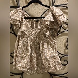Universal Thread Floral Ruffle Sleeve Women's Top